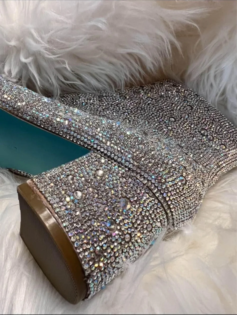 Betsey Johnson Cady Crystal Embellished Silver Ankle Boots for Women